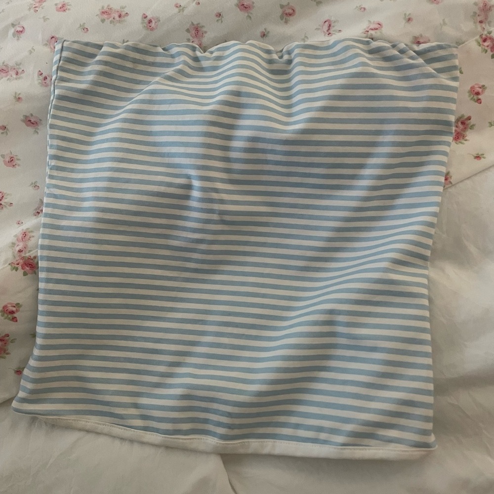 Beginning Boutique Demetra Dias Blue and White Striped Tube Top